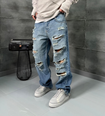 Мъжки дънки Straight – Destroyed Edition